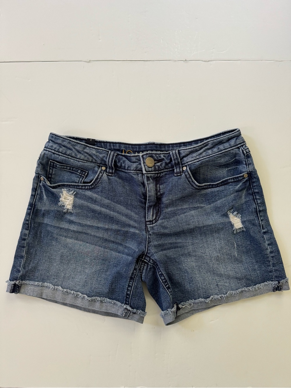 LC Lauren Conrad Medium Blue Distressed Denim Shorts